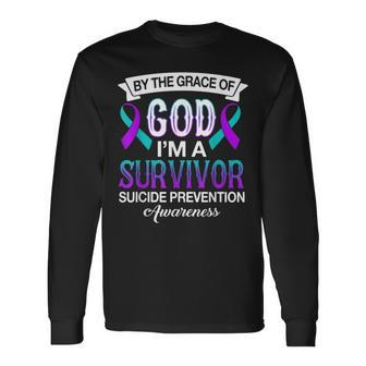 I’M A Survivor Suicide Prevention Teal & Purple Ribbon Long Sleeve - Monsterry CA