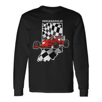 Indianapolis Indiana Race Checkered Flag Race Lovers Long Sleeve T-Shirt - Monsterry