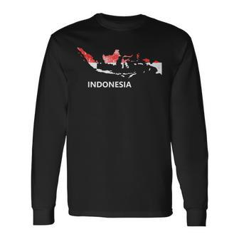 Indonesia Flag Pride Distressed Indonesian Long Sleeve T-Shirt | Mazezy UK