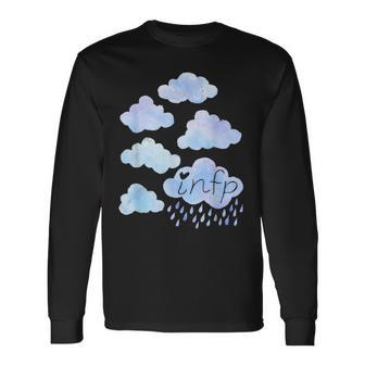 Infp Day Dreamer Blue Rain Clouds Watercolor Long Sleeve T-Shirt | Mazezy