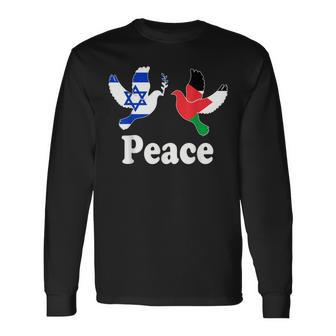 Israel Palestine Peace Friendship Pigeons Long Sleeve T-Shirt | Mazezy