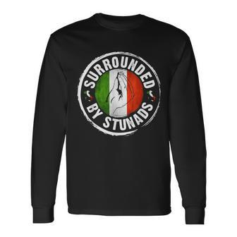 Italian Hand Gesture Surrounded By Stunads Sayings Long Sleeve T-Shirt - Seseable