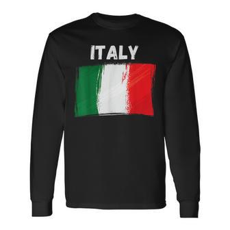 Italy Flag Holiday Vintage Grunge Italian Flag Long Sleeve T-Shirt T-Shirt | Mazezy
