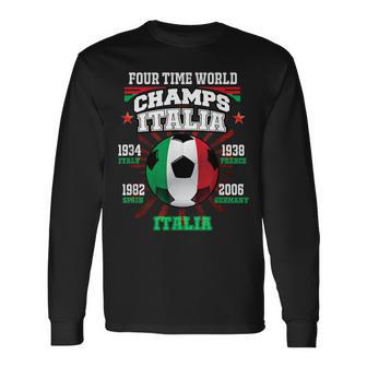 Italy Football With Cup Years For Italia Soccer Fans Long Sleeve T-Shirt | Mazezy