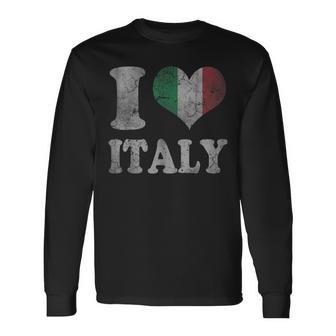 Italy Italian Flag Love Heart Italia Italiano Long Sleeve T-Shirt T-Shirt | Mazezy