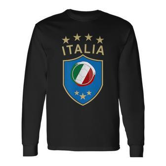 Italy Soccer Italian Italia Flag Football Player Long Sleeve T-Shirt | Mazezy