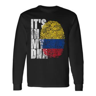It's In My Dna Colombian Proud Hispanic Colombia Flag Long Sleeve T-Shirt | Mazezy