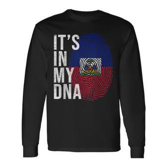 Its In My Dna Haiti Flag Haitian Life Pride Haiti Patriotic Long Sleeve T-Shirt - Seseable