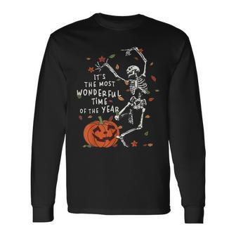It's The Most Wondrful Time Of The Year Skeleton Halloween Long Sleeve T-Shirt - Seseable