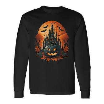 Jack O' Lantern Face Halloween Pumpkin Spooky Long Sleeve - Seseable