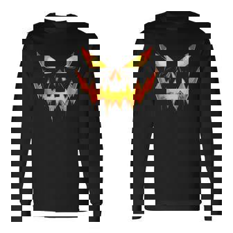 Jack O Lantern Face Pumpkin Scary Halloween Costume Long Sleeve T-Shirt | Mazezy