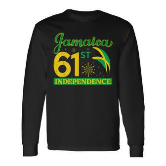 Jamaica 61St Independence Day Celebration Jamaican Flag Long Sleeve T-Shirt - Seseable