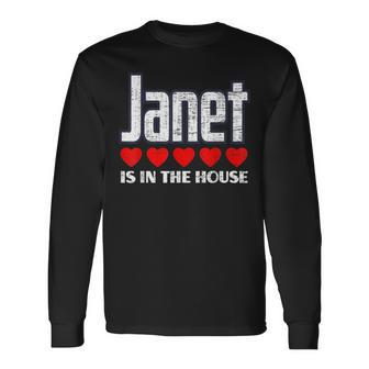 Janet Is In The House Retro Hearts First Name Love Janet Long Sleeve T-Shirt | Mazezy