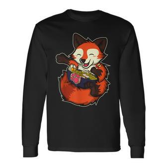 Japanese Anime Kawaii Ramen Noodles Fox Long Sleeve T-Shirt - Thegiftio