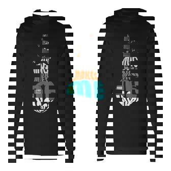 Jazz Apparel Music Makes Me Happy Guitar Long Sleeve T-Shirt | Mazezy