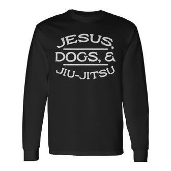 Jesus Dogs Jiu Jitsu Bjj Sports Brazilian Martial Arts Long Sleeve T-Shirt | Mazezy