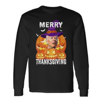 Joe Biden Confused Merry Thanksgiving For Halloween Long Sleeve T-Shirt | Mazezy UK