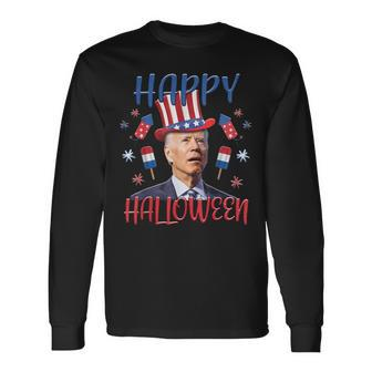 Joe Biden Happy Halloween Confused 4Th Of July 2023 Long Sleeve T-Shirt T-Shirt | Mazezy