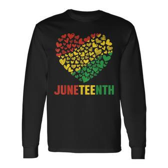 Junenth 1865 Heart Fist Celebrating Black Freedom African Long Sleeve T-Shirt | Mazezy