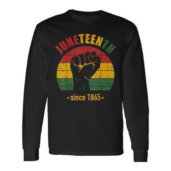 Junenth Since 1865 With Pan African Flag And Fist Long Sleeve T-Shirt | Mazezy