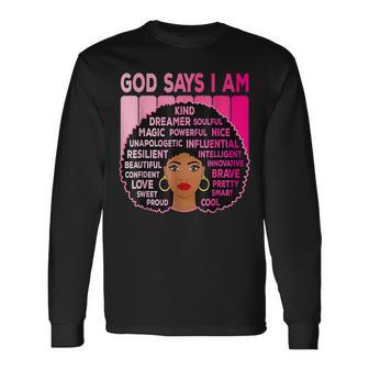 Junenth Afro American Melanin Black Pride Pink African Long Sleeve - Seseable