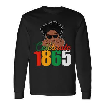 Junenth Afro Black Men Boy Celebrate 1865 Long Sleeve T-Shirt - Seseable