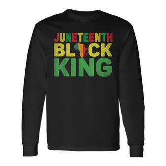 Junenth Black King Melanin Dad Fathers Day Black Pride Long Sleeve T-Shirt T-Shirt | Mazezy