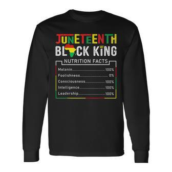 Junenth Black King Nutritional Facts Melanin Men Fat Long Sleeve T-Shirt - Seseable