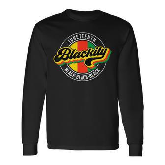 Junenth Blackity Black Freedom African American Vintage Long Sleeve T-Shirt | Mazezy