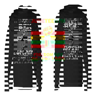 Junenth Break Every Chain Freedom Day 1865 Afro American Long Sleeve T-Shirt - Seseable