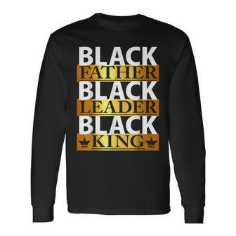 Junenth Fathers Day Black Father Black King American Long Sleeve T-Shirt T-Shirt | Mazezy