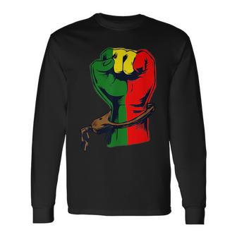 Junenth Fist Black African American Freedom Since 1865 Long Sleeve T-Shirt | Mazezy