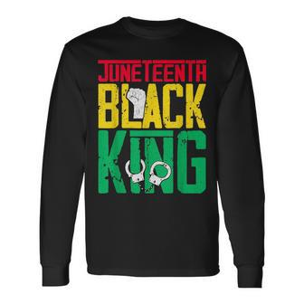 Junenth Is My Independence Day Black King Fathers Day Long Sleeve T-Shirt T-Shirt | Mazezy