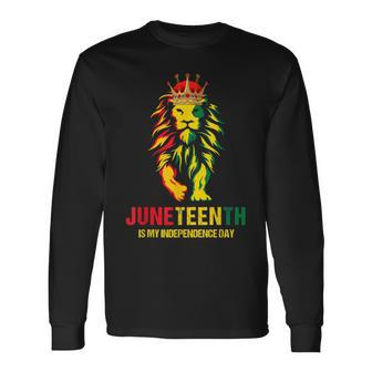 Junenth Is My Independence Day Black King Lion Father Day Long Sleeve T-Shirt T-Shirt | Mazezy