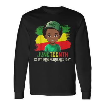 Junenth Is My Independence Day Brown Skin King Boys Long Sleeve T-Shirt T-Shirt | Mazezy