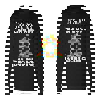 Just A Boy Who Loves Building Blocks Master Builder Long Sleeve T-Shirt | Seseable UK