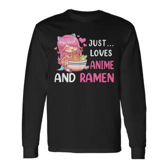 Just A Girl Who Loves Anime And Ramen Japan Anime Long Sleeve T-Shirt - Thegiftio UK