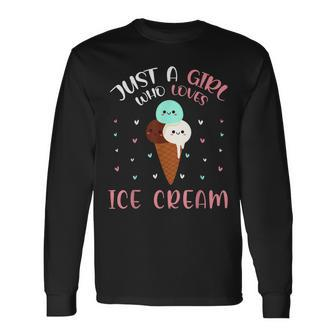 Just A Girl Who Loves Ice Cream Lover Cute Summer Vacation Long Sleeve T-Shirt T-Shirt | Mazezy