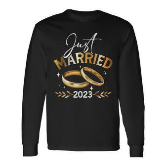 Just Married 2023 Happy Wedding Matching Wedding For Couple Long Sleeve - Monsterry