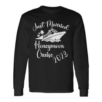 Just Married 2023 Wedding Ring Matching Honeymoon Cruise Long Sleeve T-Shirt - Monsterry UK