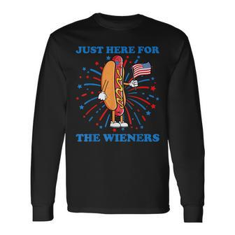 Im Just Here For The Wieners Fourth Of July Hot Dog Long Sleeve T-Shirt - Monsterry UK