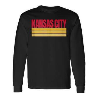 Kansas City Red Yellow Retro Striped Hometown Kansas City Kc Long Sleeve - Monsterry AU