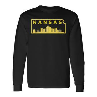 Kansas City Skyline & Map Kc Pride Long Sleeve T-Shirt T-Shirt | Mazezy