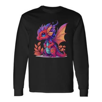 Kawaii Cute Dragon Anime Perfect For Dragon Lovers Long Sleeve T-Shirt - Monsterry DE