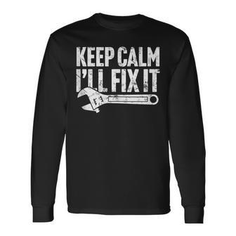 Keep Calm Ill Fix It Car Mechanic & Blue Color Laborer Mechanic Long Sleeve T-Shirt T-Shirt | Mazezy