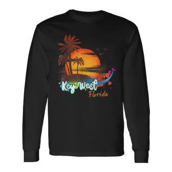 Key West Florida Beach Summer Vacation Palm Trees Sunset Florida & Merchandise Long Sleeve T-Shirt T-Shirt | Mazezy