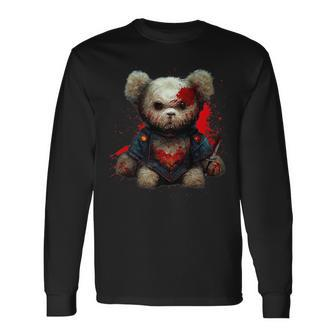 Killer Teddy Bear Scary Halloween Costume Long Sleeve T-Shirt T-Shirt | Mazezy