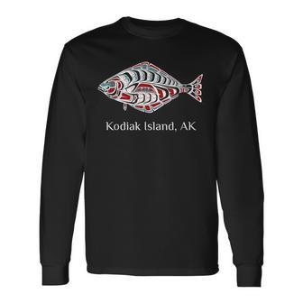 Kodiak Island Alaska Native American Halibut Fishermen Long Sleeve T-Shirt | Mazezy