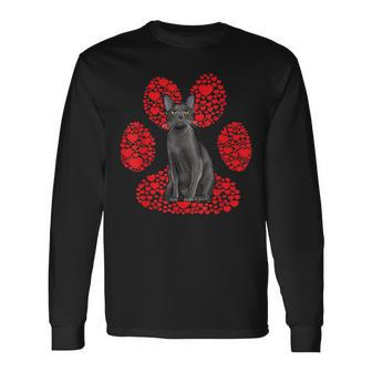 Korat Valentines Day Cat Love Paw Long Sleeve T-Shirt | Mazezy
