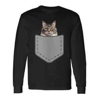 Kurilian Bobtail Cat In Your Pocket Long Sleeve T-Shirt | Mazezy